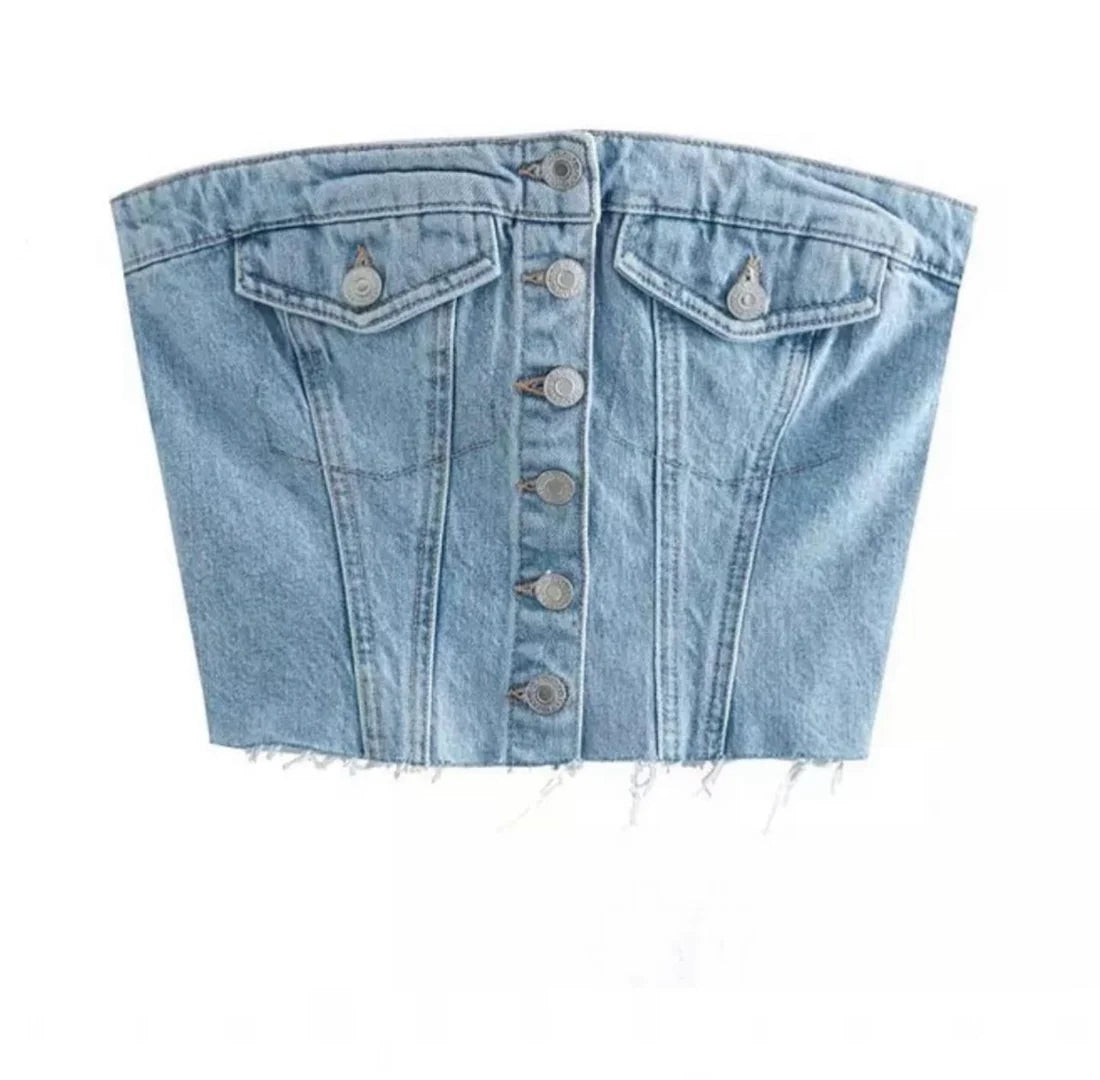 Denim Button Down Corset